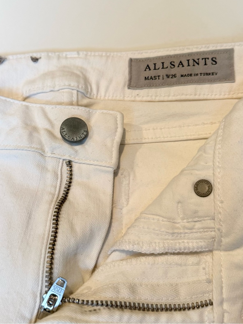 AllSaints Cream zipper ankle jeans 26